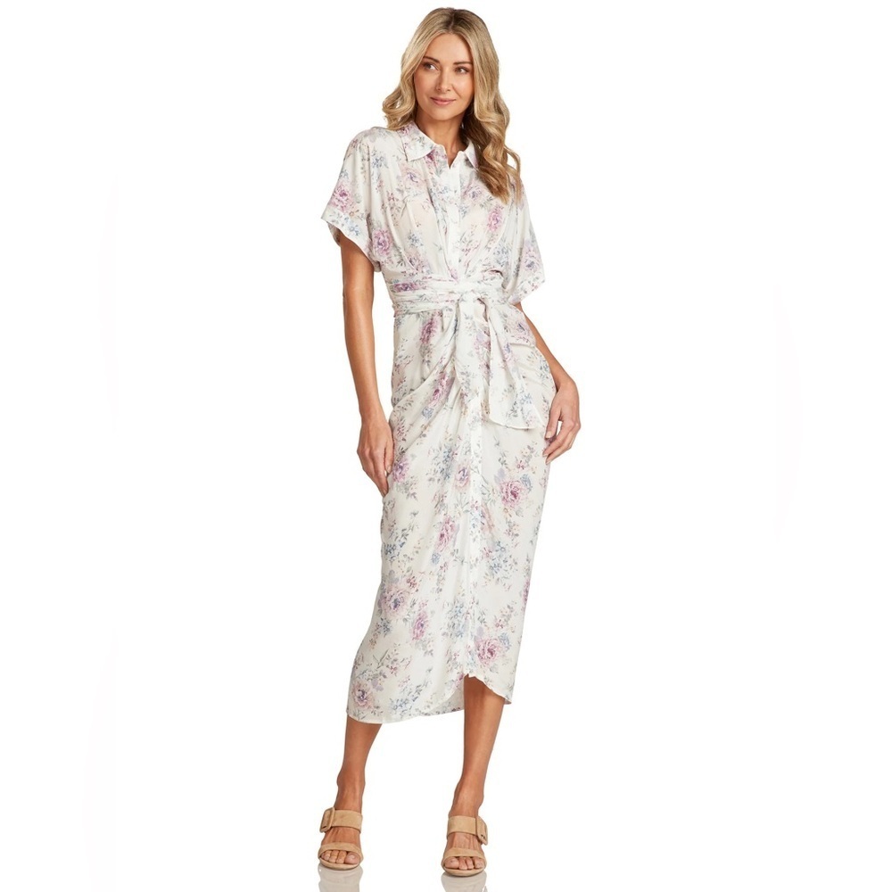 Trish Scully Floral Front Tie Button up Dress 🌸 Size 12 NWT!